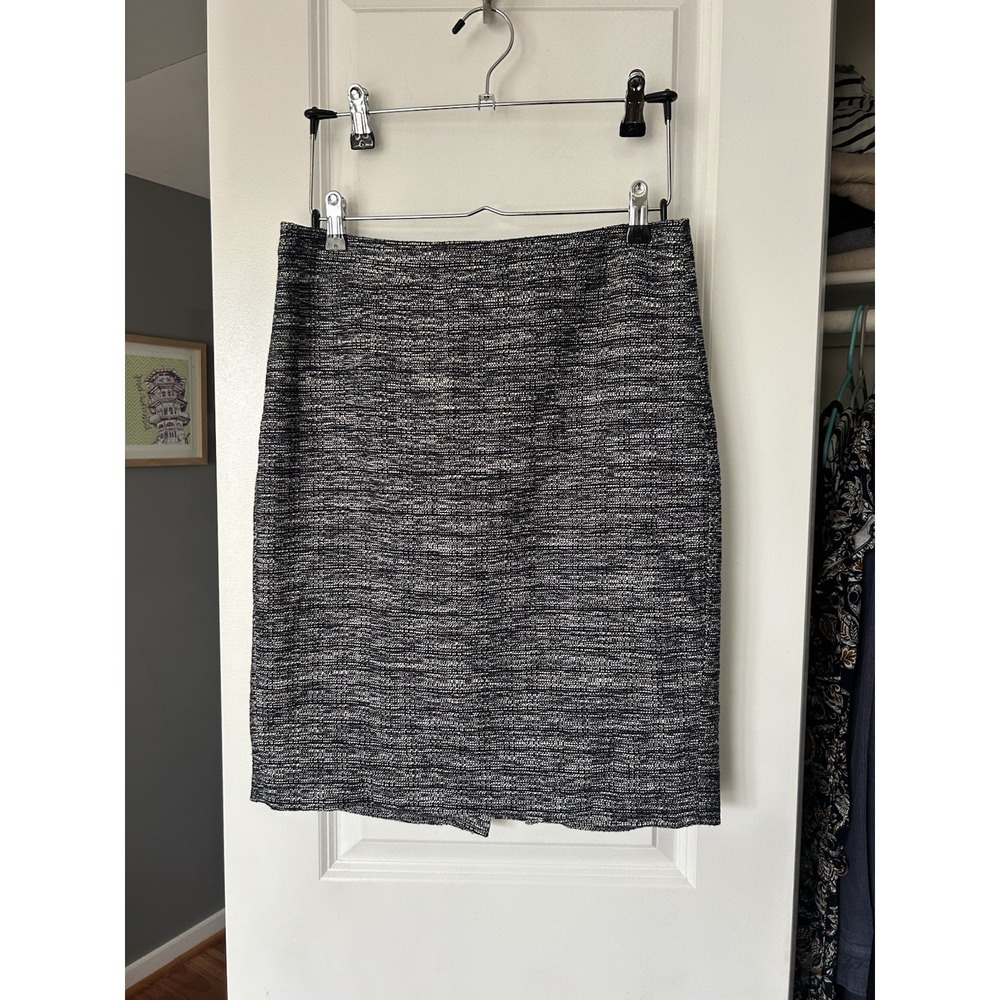 NWT J Crew Straight Pencil Skirt  Blue Tweed Cotton Back Zip Lined Size 6